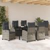 vidaXL Set da Pranzo per Giardino con cuscino 7 pcs Grigio polyrattan