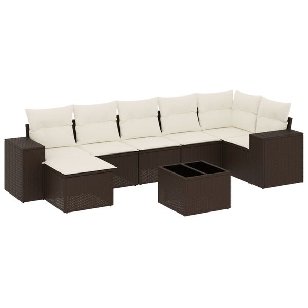 vidaXL Set Divani da Giardino 8 pz con Cuscini Marrone in Polyrattan