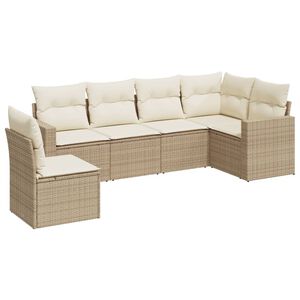vidaXL Set Divano da Giardino 6 pz con Cuscini Beige in Polyrattan
