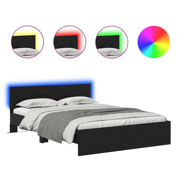 vidaXL Struttura del letto Rovere Nero 120 x 190 cm Legno multistrato