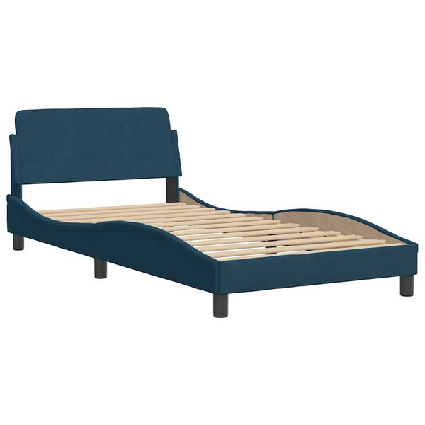 vidaXL Letto con Materasso Dover Blu 100x200 cm in Velluto