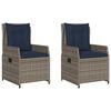 vidaXL Sedie da giardino reclinabili 2 pz in Polyrattan Grigio