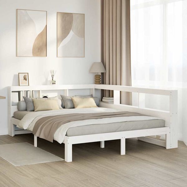 vidaXL Letto Libreria senza Materasso Bianco 150x200 cm Legno di Pino