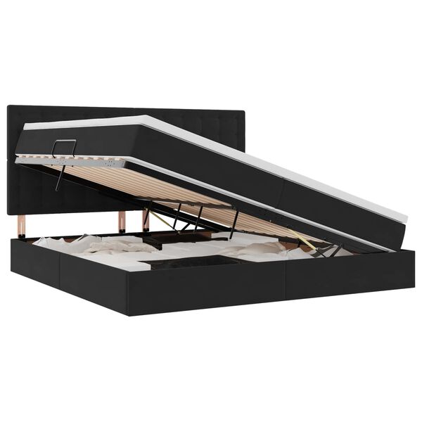 vidaXL Letto con contenitore e LED Nero 200 x 200 cm Velluto