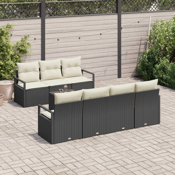 vidaXL Set di divani 8 pcs Nero e Crema polyrattan