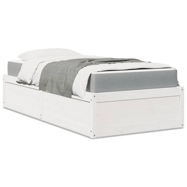 vidaXL Letto con Materasso Bianco 90x200 cm in Legno Massello di Pino