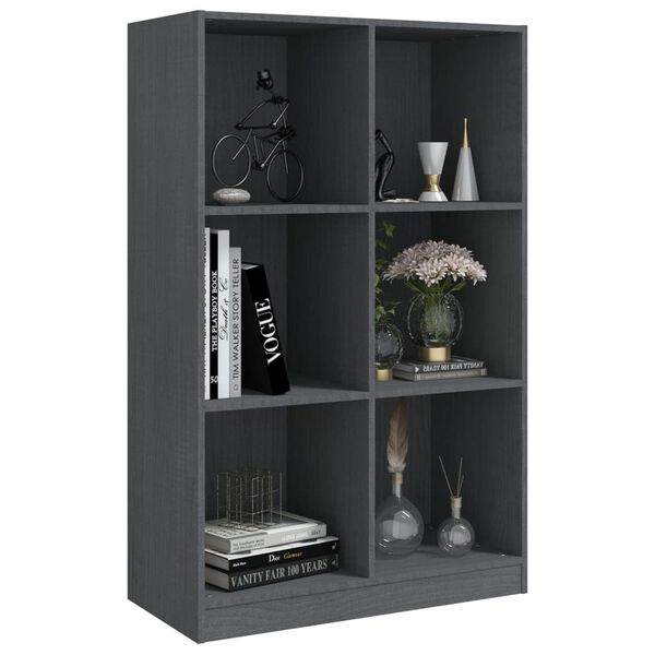 vidaXL Libreria Grigia 70x33x110 cm in Legno Massello di Pino