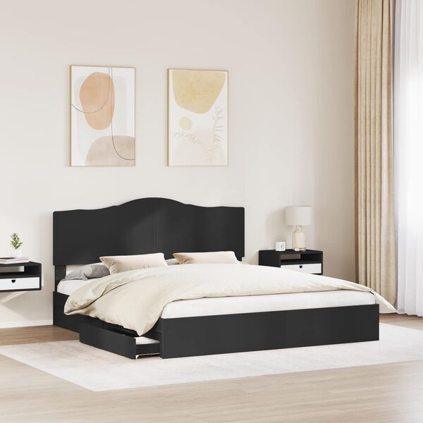 vidaXL Letto con Contenitore Nero 200 x 200 cm Legno multistrato