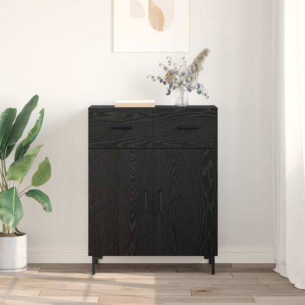 vidaXL Credenza Rovere Nero 69,5 x 34 x 90 cm Legno multistrato