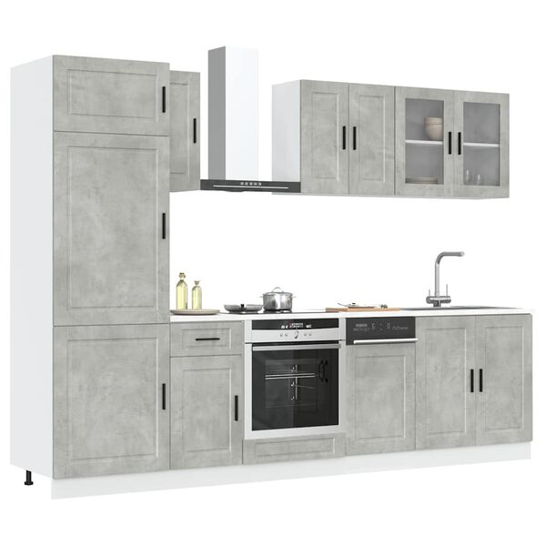 vidaXL Set Mobili da Cucina 8 pz Kalmar Grigio Cemento in Truciolato
