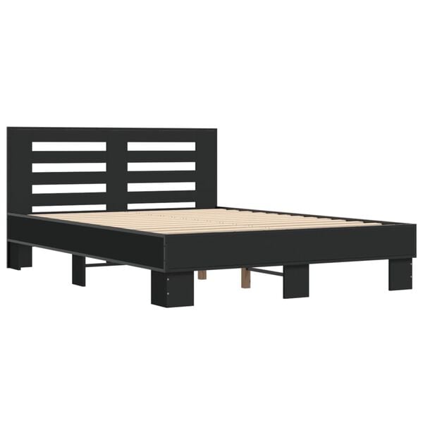 vidaXL Giroletto Nero 140x190 cm in Legno Multistrato e Metallo