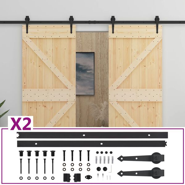 vidaXL Porta Scorrevole con Set Hardware 100x210 cm in Legno di Pino
