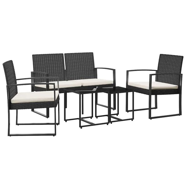 vidaXL Set da Pranzo da Giardino 5 pz Nero con Cuscini in Rattan PP