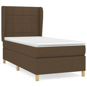 vidaXL Giroletto a Molle con Materasso Marrone Scuro 90x190cm Tessuto