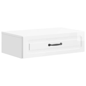 vidaXL Tavolino da Parete Laterale Bianco Lucido 59 x 34,5 x 17 cm