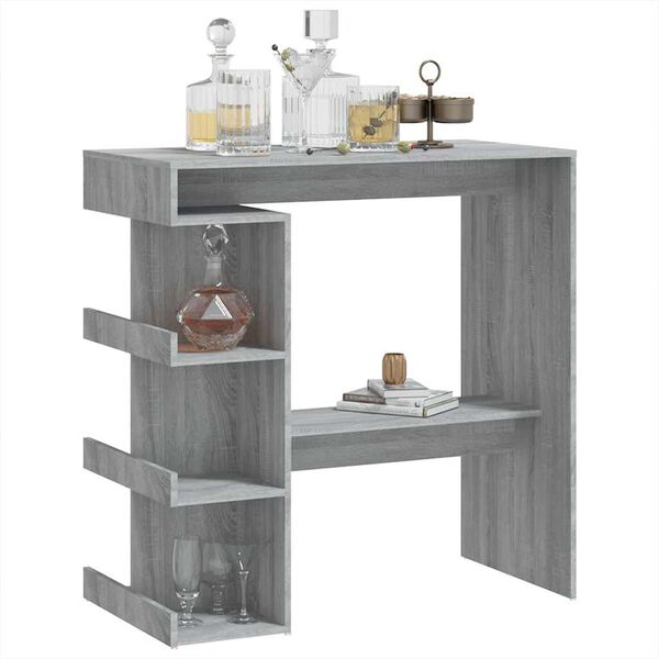 vidaXL Tavolo Bar con Ripiano Grigio Sonoma 100x50x101,5 cm