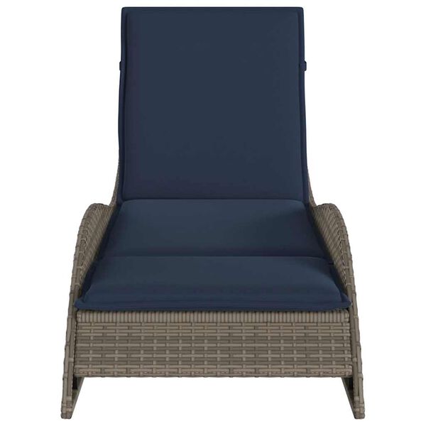 vidaXL Lettino Prendisole con Cuscino Grigio 60x205x73 cm in Polyrattan