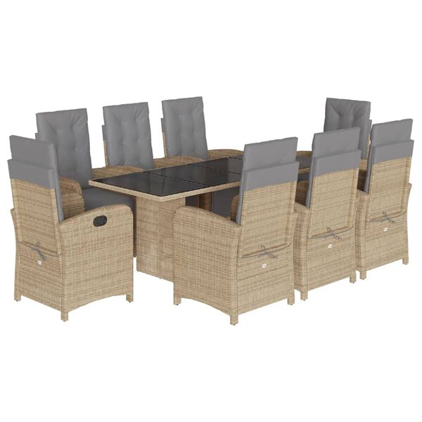 vidaXL Set da Pranzo da Giardino 9 pz con Cuscini Beige in Polyrattan