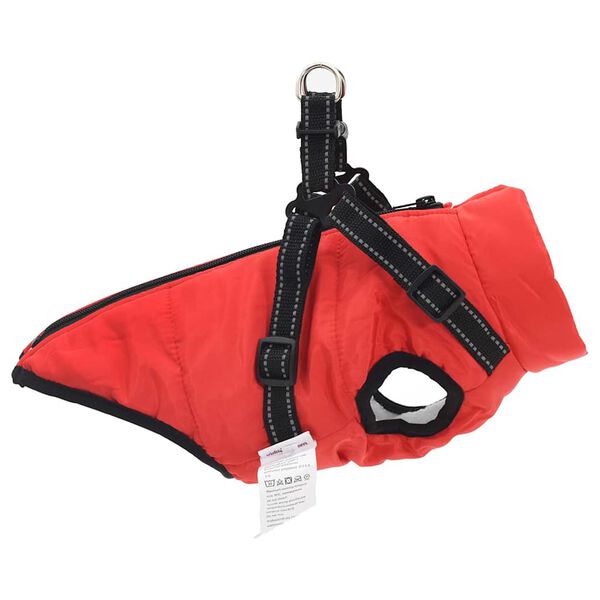 vidaXL Cappotto per Cani con imbracatura Rosso S Pile e Poliestere