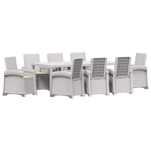 vidaXL Set da Pranzo per Giardino 9 pz Bianco e Crema PP