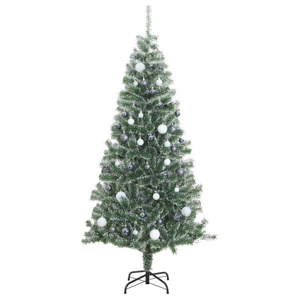 vidaXL Albero di Natale Artificiale con 300 LED Palline e Neve 210 cm
