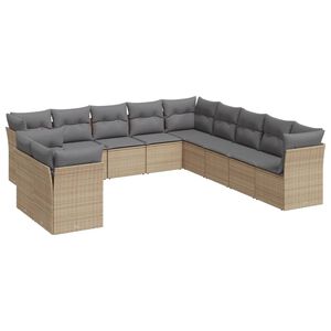 vidaXL Set Divani da Giardino 11 pz con Cuscini Beige in Polyrattan