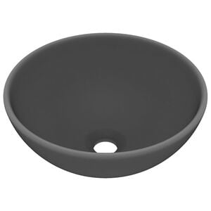 vidaXL Lavandino Lusso Rotondo Grigio Scuro Opaco 32,5x14 cm Ceramica