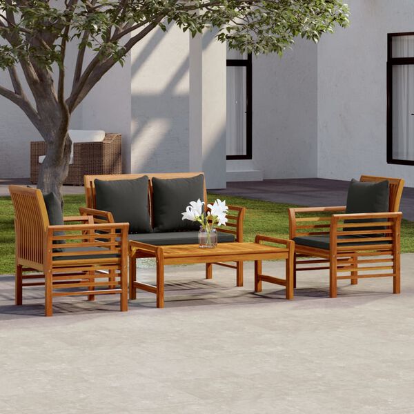 vidaXL Set Salotto da Giardino 4pz con Cuscini Legno Massello Acacia