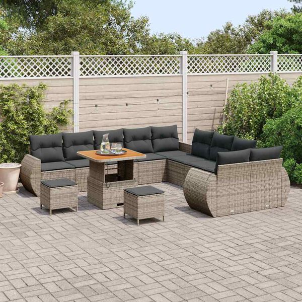 vidaXL Set Divano da Giardino 13 pcs Grigio polyrattan
