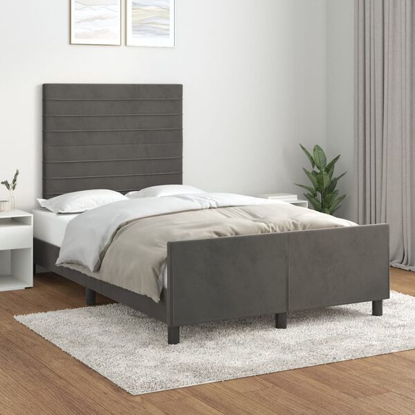 vidaXL Giroletto senza Materasso Grigio Scuro 120x190 cm Velluto