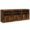 vidaXL Credenza con Luci LED Rovere Fumo 181,5x37x67 cm