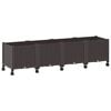 vidaXL Vaso da Giardino con Ruote Marrone 160 x 40 x 44 cm PP
