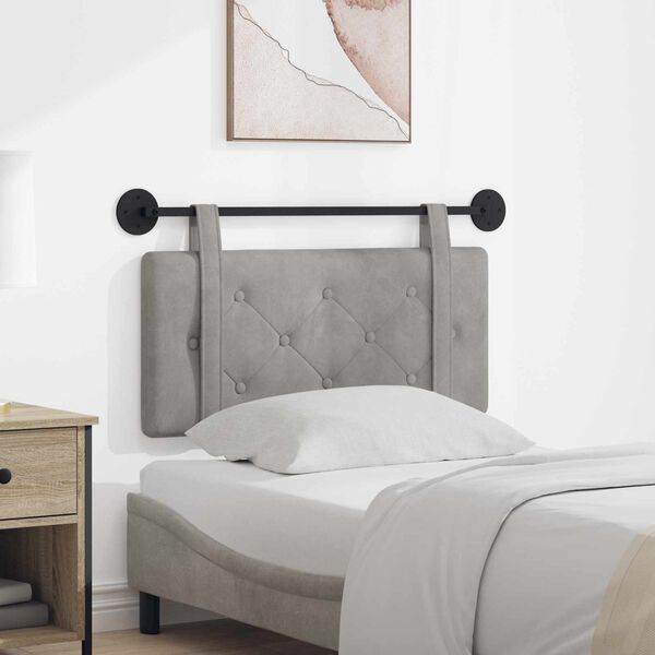 vidaXL Testata appesa Grigio chiaro 100 x 55 x 5 cm Velluto