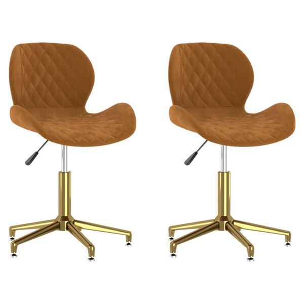 vidaXL Sedie da Pranzo Girevoli 2 pz Marroni in Velluto