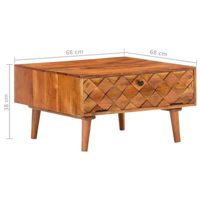 vidaXL Tavolino da Caffè 68x68x38 cm in Legno Massello di Acacia
