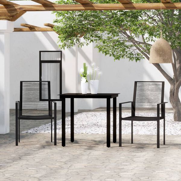 vidaXL Set Mobili da Pranzo per Giardino 3 pz Nero