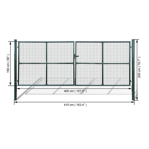 vidaXL Cancello da Giardino in Rete 400x150 cm