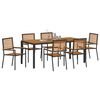 vidaXL Set da Pranzo per Giardino 7 pcs Nero e Legno polyrattan
