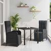 vidaXL Set da Pranzo per Giardino con cuscino 3 pcs Nero polyrattan