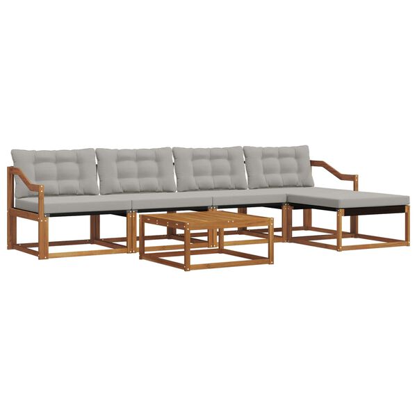 vidaXL Set di divani da esterno 6 pcs Grigio Naturale e Chiaro
