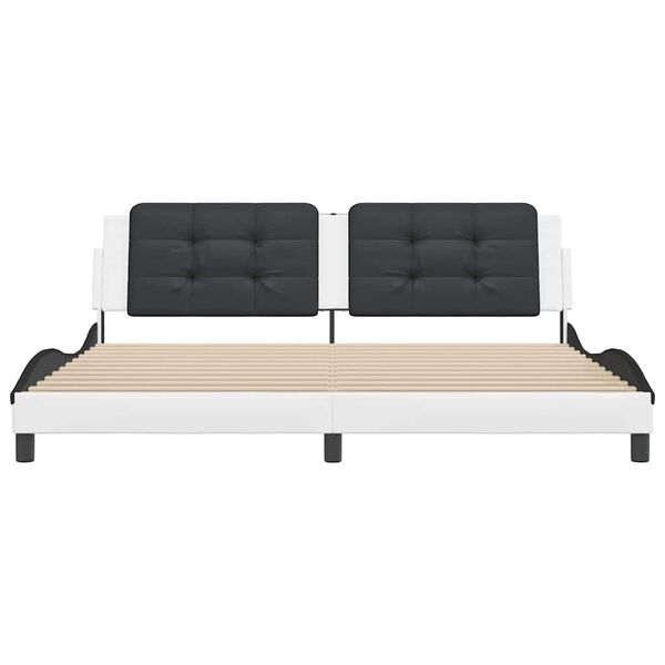 vidaXL Giroletto senza Materasso Zadar Bianco e Nero 200x200 cm in Similpelle