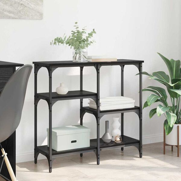 vidaXL Tavolo consolle Rovere Nero 80 x 29 x 75 cm Legno multistrato