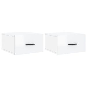 vidaXL Comodini a Muro 2 pz Bianco Lucido 35x35x20 cm