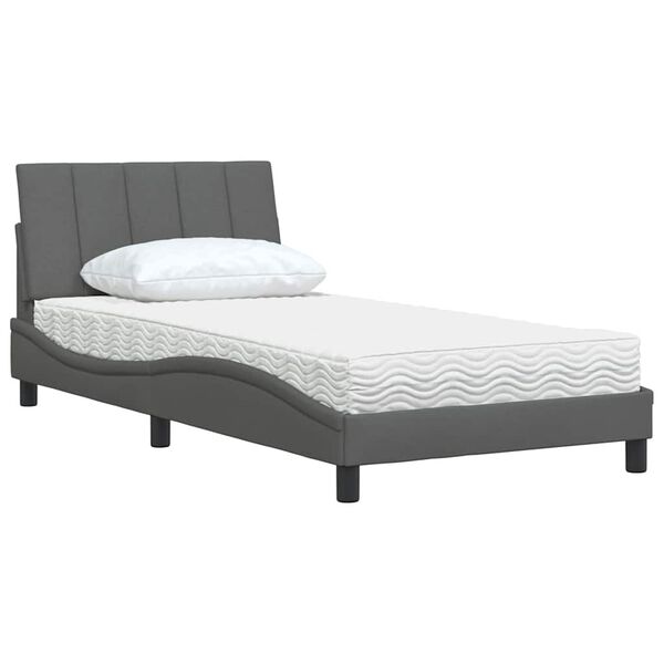vidaXL Letto con Materasso Hanko Grigio Scuro 100x200 cm in Tessuto