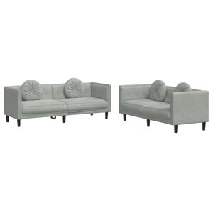 vidaXL Set di Divani 2 pz con Cuscini Grigio Chiaro in Velluto