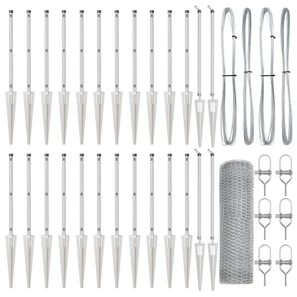 vidaXL Palo della recinzione Argento 50 x 0,8 m (rete da 25 mm)