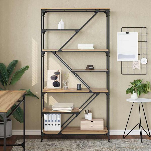 vidaXL Libreria Rovere artigianale 91 x 36 x 176 cm Legno multistrato