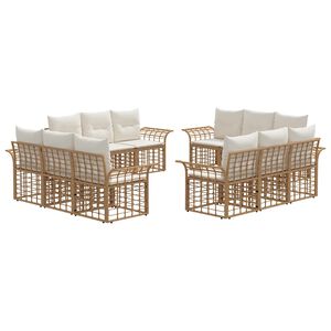vidaXL Set di divani da esterno 12 pz Naturale e Bianco Crema