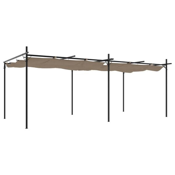 vidaXL Pergola con Tetto Retrattile Tortora 589x292x230 cm