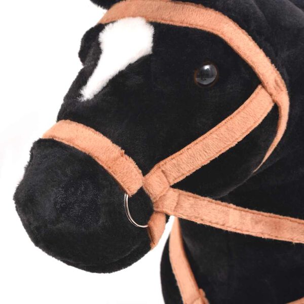 vidaXL Cavallo in Peluche in Piedi Nero